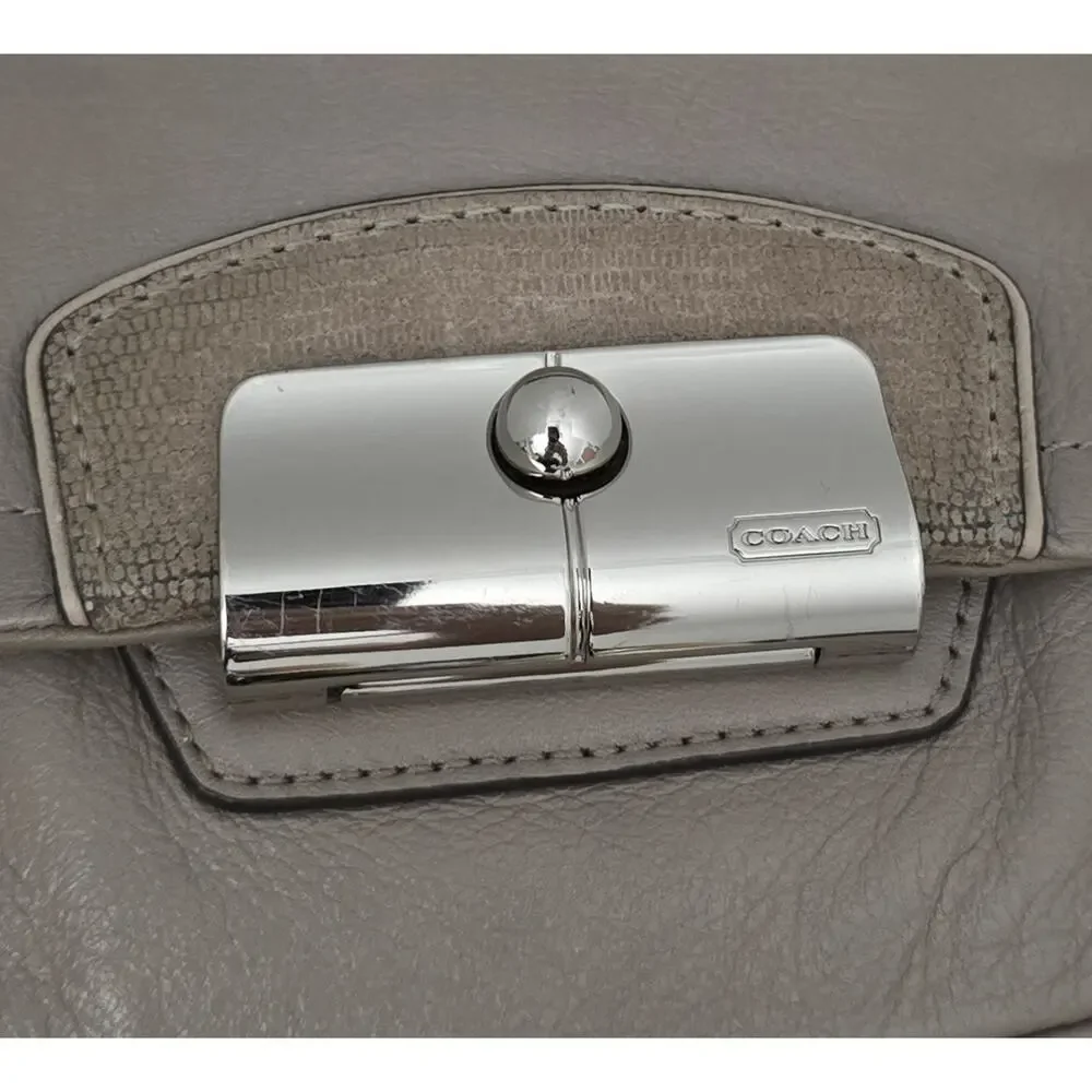 COACH KRISTIN LARGE SATCHEL/Shoulder Bag Taupe SMOOTH LEATHER /Snake Trim 19295